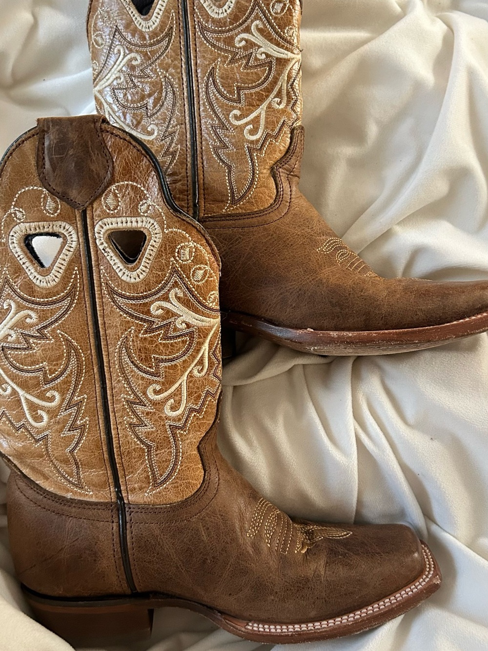 Brown Embroidered Leather Cowboy Boots size 7